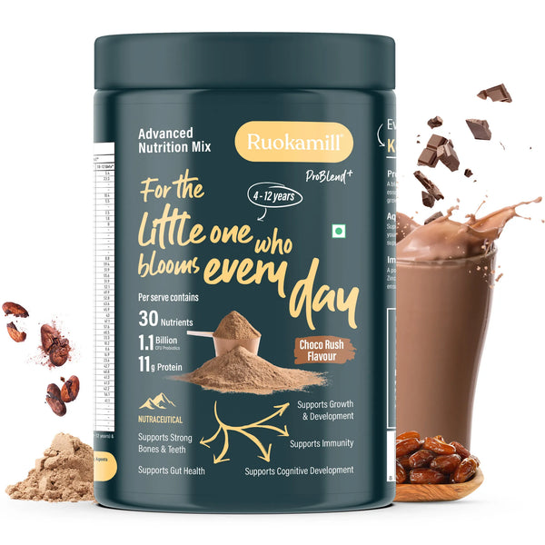 Kids Nutrition Mix | Age 4-12 | 30 Nutrients, 11g Protein, Omega-3, 1.1B CFU Probiotics
