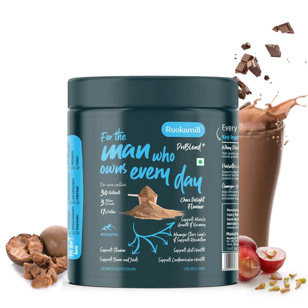 Men High Protein Nutrition Mix | 30 Nutrients, 17g Protein, BCAA, Ashwagandha | Diabetic friendly