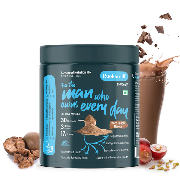 Men High Protein Nutrition Mix | 30 Nutrients, 17g Protein, BCAA, Ashwagandha | Diabetic friendly