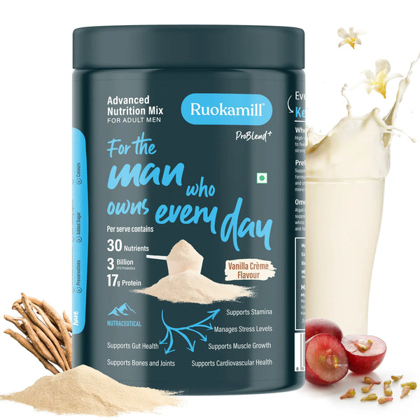 Men High Protein Nutrition Mix | 30 Nutrients, 17g Protein, BCAA, Ashwagandha | Diabetic friendly