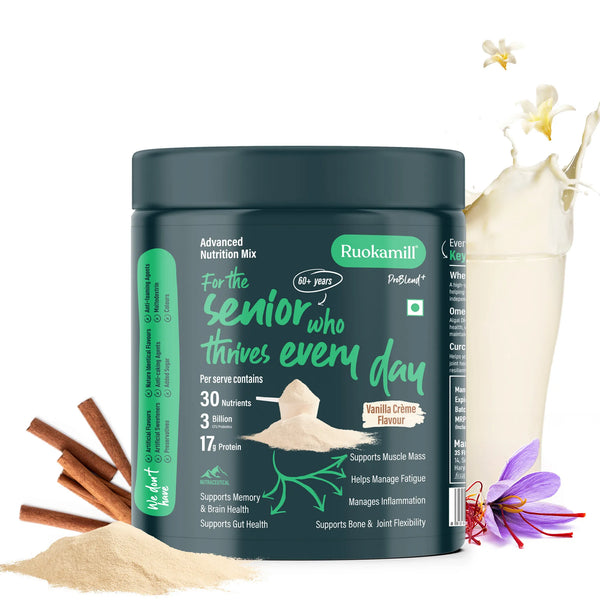 Elderly High Protein Nutrition Mix | 60+ y | 30 Nutrients, 17g Protein, Ashwagandha, Saffron Extract
