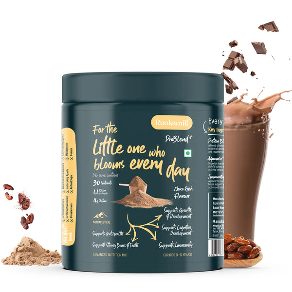 Kids Nutrition Mix | Age 4-12 | 30 Nutrients, 11g Protein, Omega-3, 1.1B CFU Probiotics