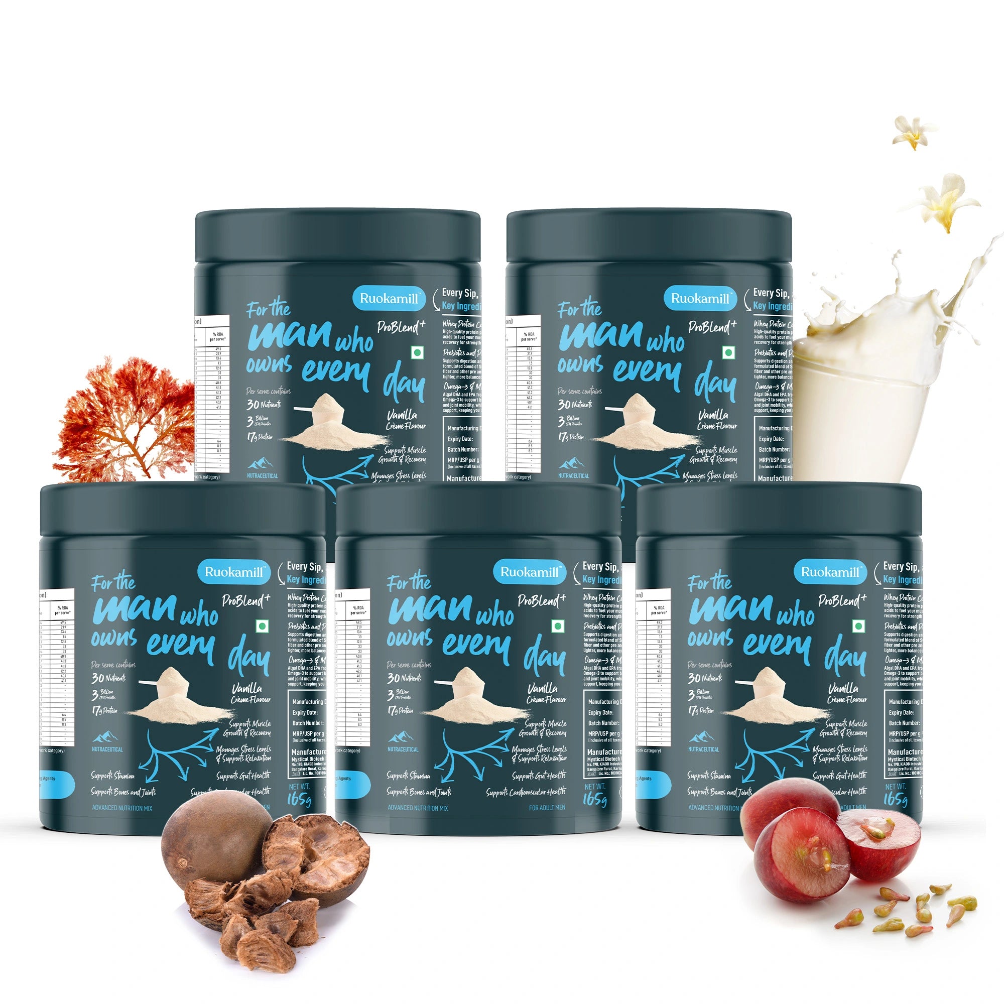 Men High Protein Nutrition Mix | 30 Nutrients, 17g Protein, BCAA, Ashwagandha | Diabetic friendly