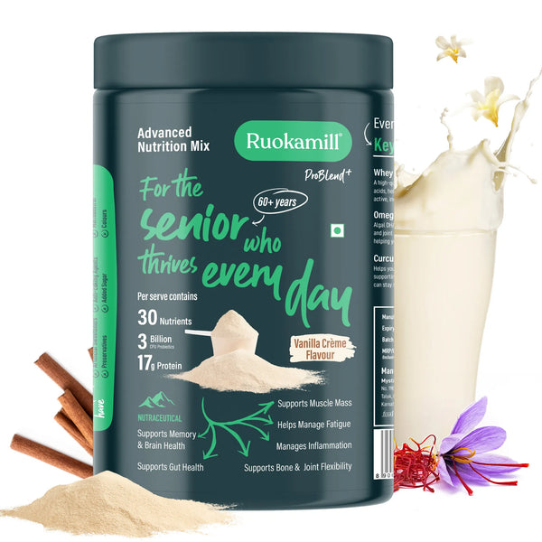 Elderly High Protein Nutrition Mix | 60+ y | 30 Nutrients, 17g Protein, Ashwagandha, Saffron Extract
