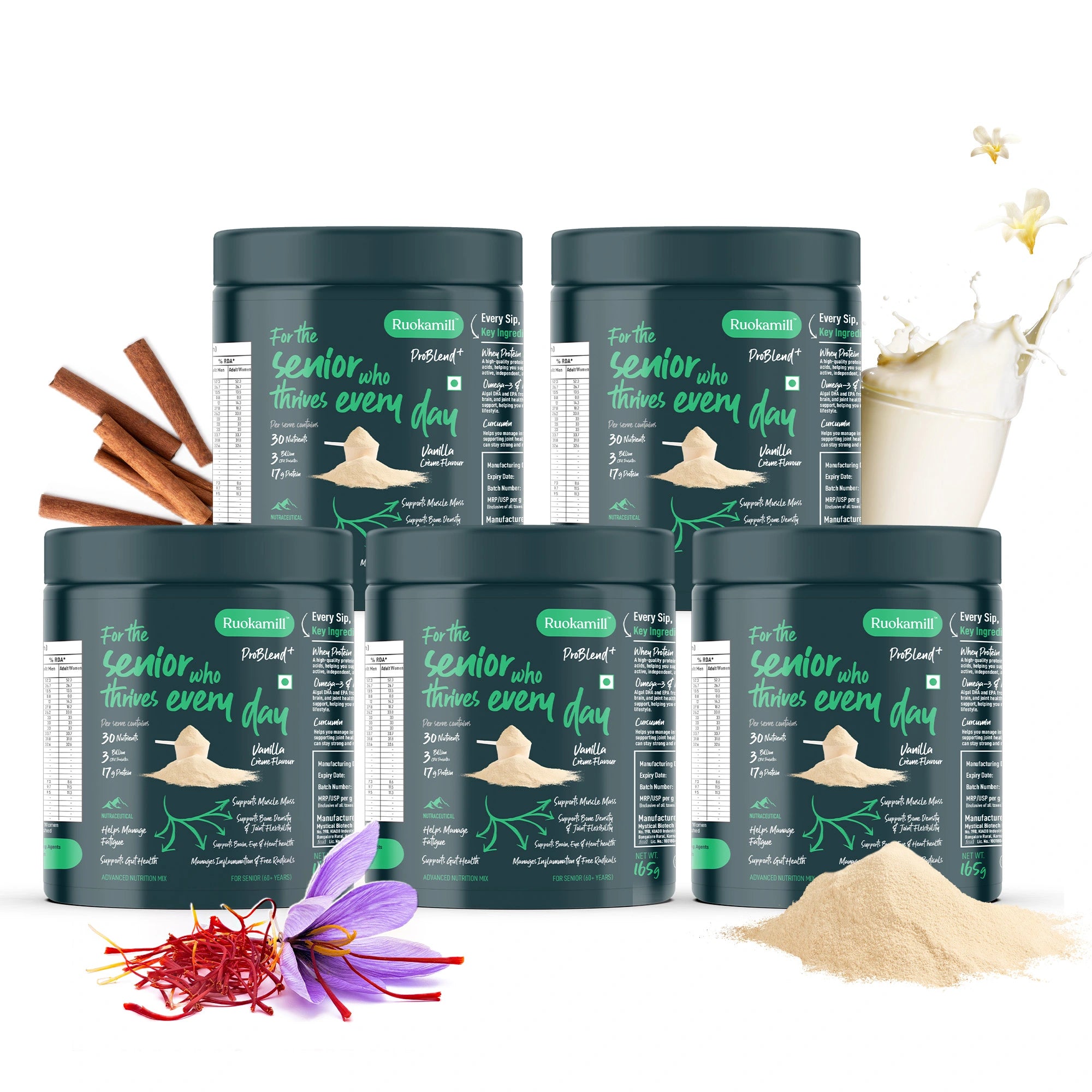 Elderly High Protein Nutrition Mix | 60+ y | 30 Nutrients, 17g Protein, Ashwagandha, Saffron Extract