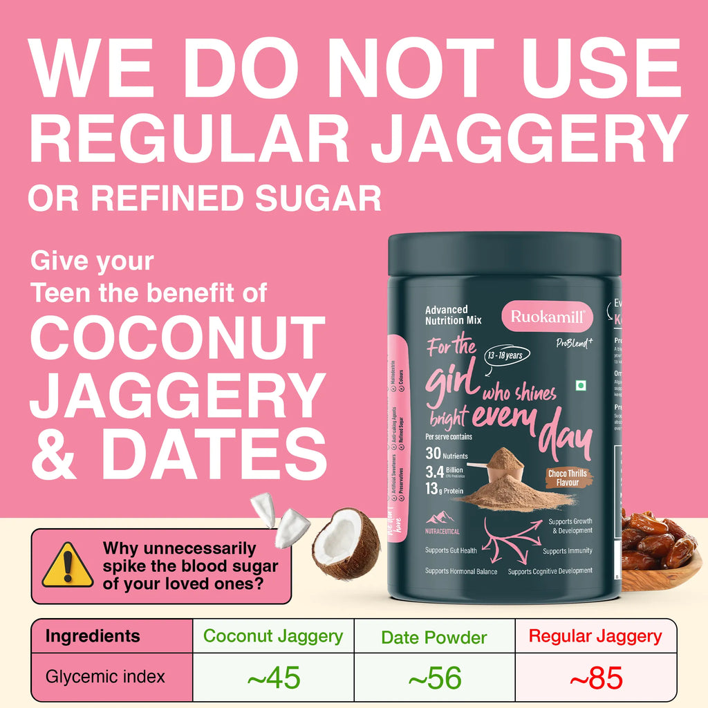 Teen Girls Nutrition Mix | Age 13-18y | 30 Nutrients, 13g Protein, Omega-3, 3.4B CFU Probiotics