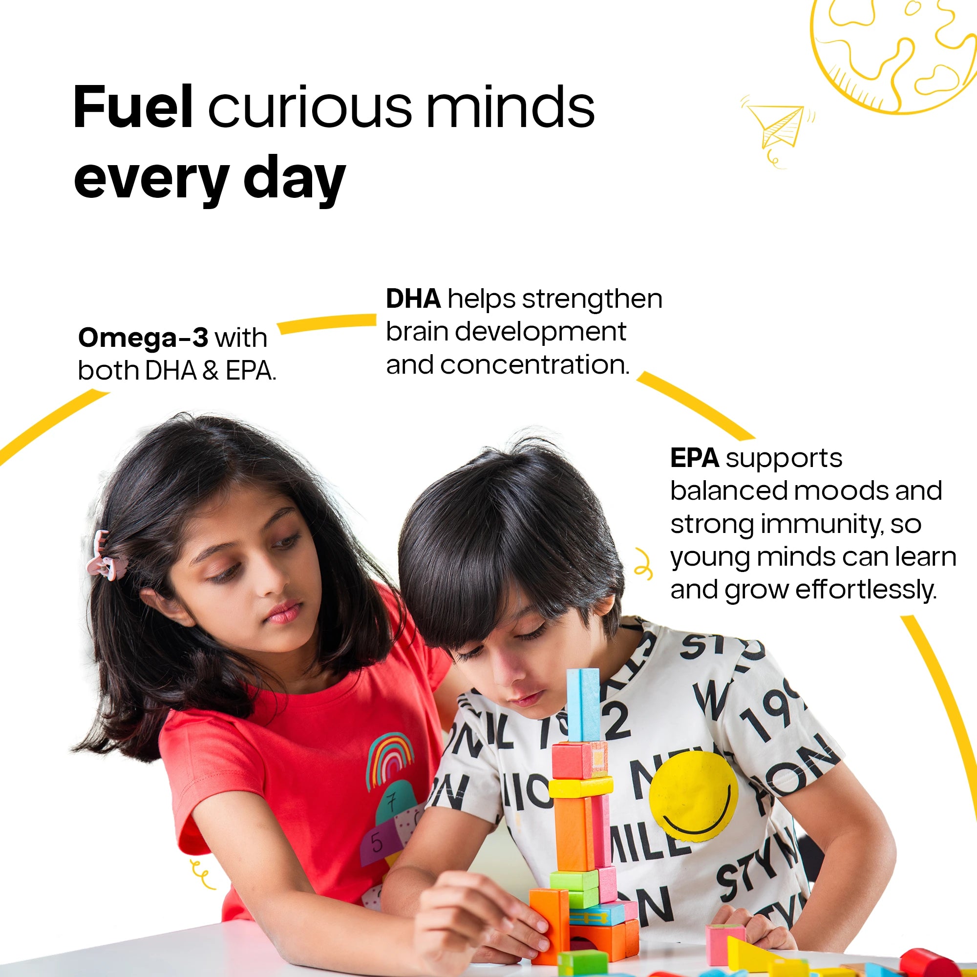 Omega 3 nutrition mix for kids supporting brain development